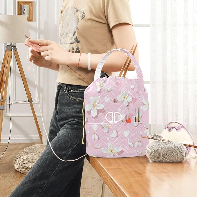 Yarn Bag Small Crochet Bag Drawstring Yarn Storage Organizer Knitting Project - Image 6