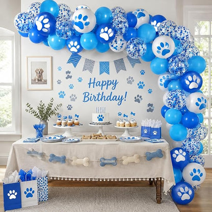 Paw Print Balloons, 12 Inch Navy Light Blue White Paw Print Confetti Dog - Image 4