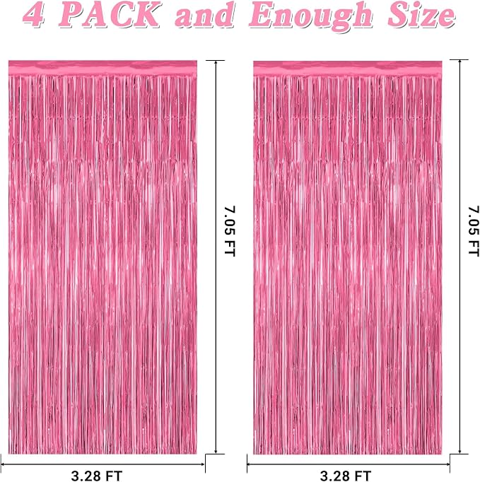 4 Pack Birthday Decorations, 3.28 FT x 7.05 FT Pink Backdrop, Metallic Happy - Image 2