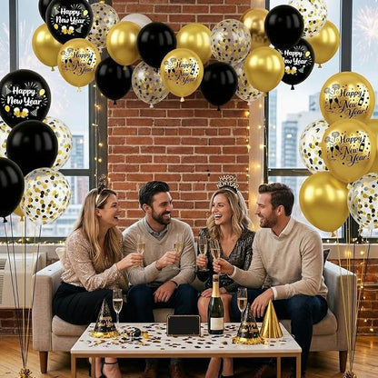 Happy New Year Balloons, New Year Printed Confetti Ballons - Image 4