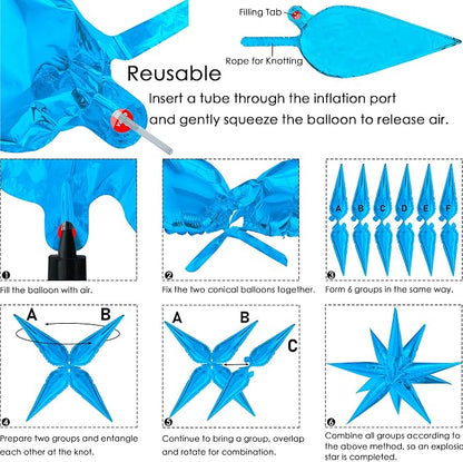 ZAKVOOR 60 Pcs Star Balloons 12 Spike Foil Explosion Party Decoration Balloons - Image 3