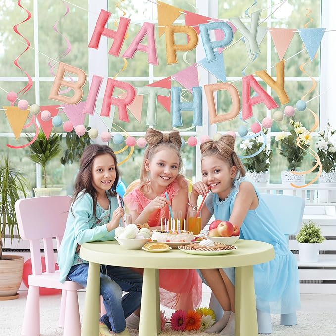 Kriyokiaa Retro Pastel Happy Birthday Banner Set - Image 6