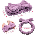 Hicarer 3 Piece Microfiber Bowtie Hairband Set for Women - Chic Purple, Chic Red, Turquoise - Securing Hair, Shower, Facial - Hair Accessories