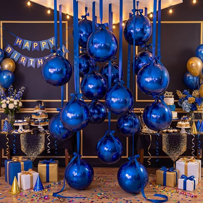 20 Pcs Metallic Navy Blue Foil Balloons Giant 22 Inch 4d Round Metallic Balloons by Unknown