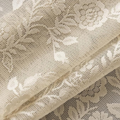 FINECITY Beige Lace Curtains Vintage Rustic Floral 42 x 72 Inch, 2 Panels | Rod - Image 8