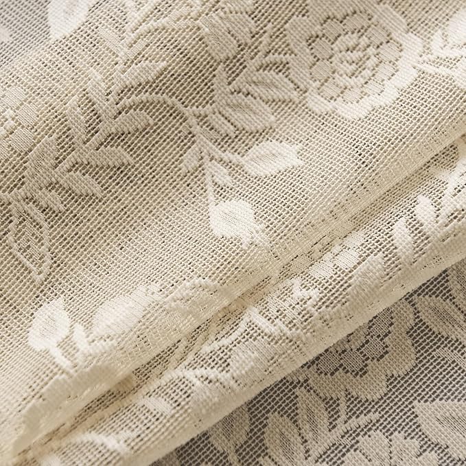 FINECITY Beige Floral Lace Curtains - Image 8