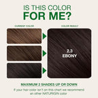 Naturigin Permanent Hair Color, 2.3 Ebony Black, Ammonia Free, 100% Gray Coverage, Nourishing Natural Formula, For All Hair Types, Long-Lasting, Vegan & Cruelty-Free, 1 Pack