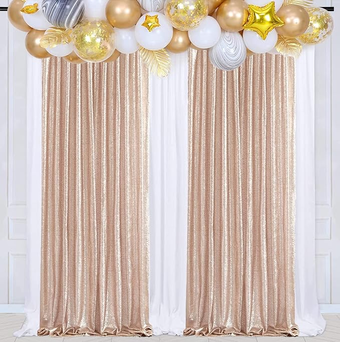 Poise3EHome Champagne Sequin Backdrop Curtains - Image 4