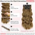 KooKaStyle Clip in Synthetic Hair Extensions Long Wavy 4PCS Thick Hairpieces Brown with Multi - Tone Highlights Fiber Double Weft Natural Hair Extensions 20 Inch for Women