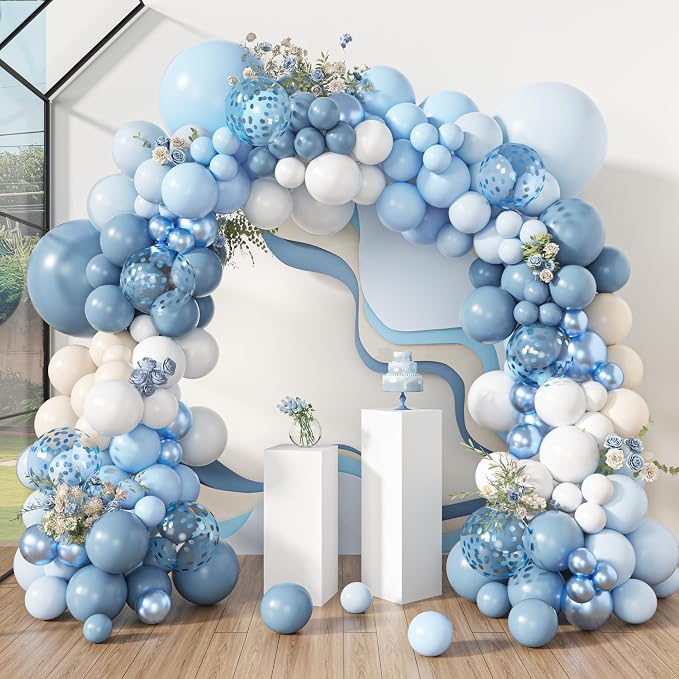 Amandir 173Pcs Dusty Blue Balloon Arch Garland Kit | Baby Light Dusty Blue by Amandir