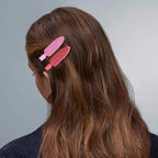 10 Pcs Creaseless No Crease No Bend Flat Hair Clips For Styling Non Slip Makeup Clips For Women Salon Hairstyle, Pink Rose Red