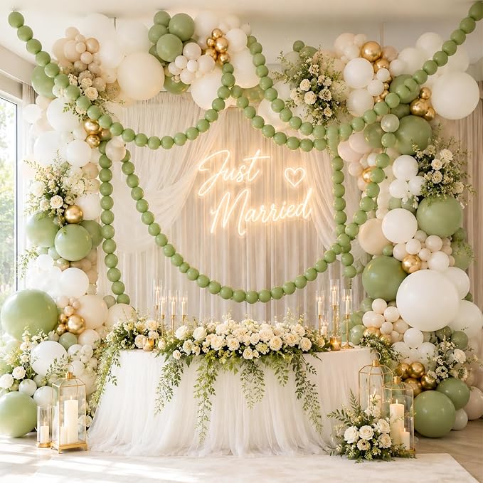 Sage Green Linking Balloons, Fall Thanksgiving Boho Birthday Bridal Baby Shower - Image 9