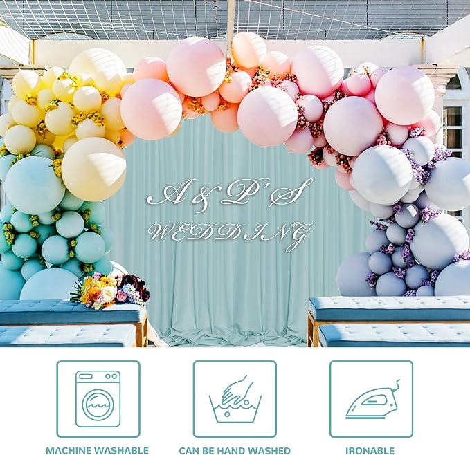 Light Green Backdrop for Parties Wedding Cyan Backdrop Curtains Rod Pocket - Image 6
