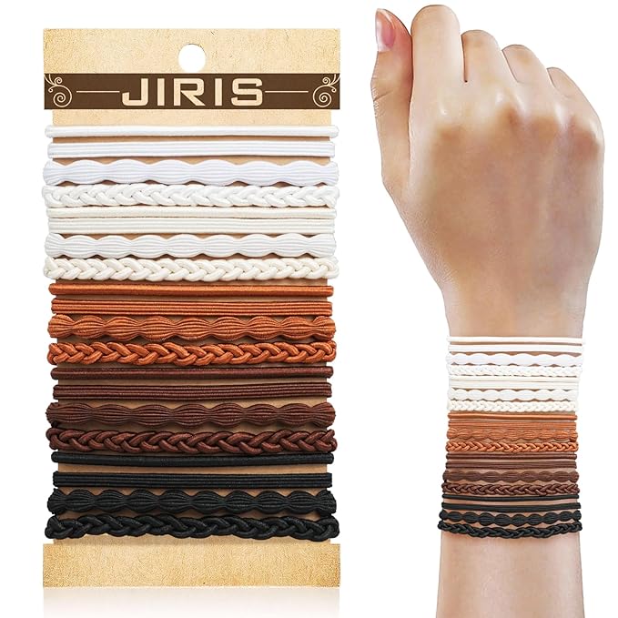 JIIRS 20PCS Boho Hair Ties,Elastic Bracelets,Elastic Hair Ties, Hair Bands For Ponytails,Ponytail Holder for Thick or Thin Hair,Boho Hair Bracelets No-Damage For Daily Life, Sport, Working(Set6)