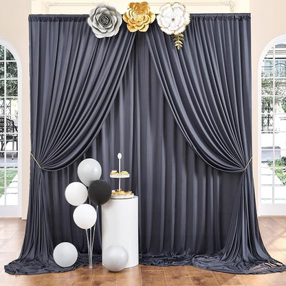 20ft x 10ft Wrinkle Free Charcoal Backdrop Curtain by ENJOYYOURPARTY