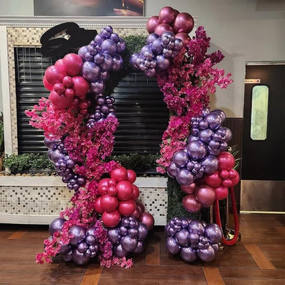 Pink and Purple Balloons, 12 Inch Metallic Pink Purple Black and Silver Balloons - Image 6