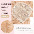 Hairro 18 Inch Long Hair Toppers Wavy with Side Bangs for Women, Clips In Synthetic Hairpieces Capless, for Adding Volume/Birthday/Party/Halloween/Cosplay Dress Up, White Blonde to White