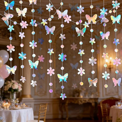 6 Pack Each 13Ft Iridescent Butterfly Garland Holographic Banner | Double Side - Image 6
