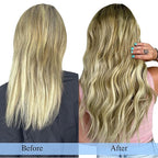 DOORES Hair Extensions Clip in, Light Ash Brown to Light Blonde Highlighted Golden Blonde 18 Inch120g 7pcs, Remy Clip in Human Hair Extensions Natural Hair Extensions Thick Hair Extensions