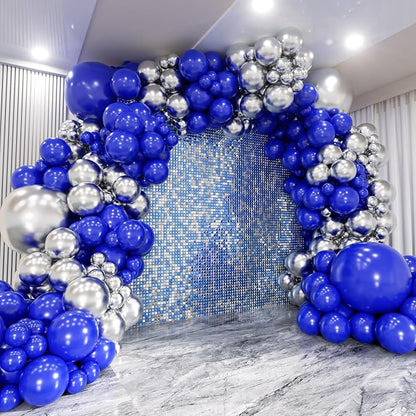 140Pcs Blue and Silver Balloon Garland Arch Kit by Unknown