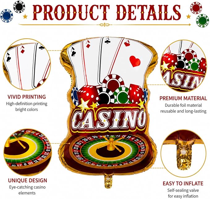 32 Inch Casino Balloon, Casino Night Birthday Decorations, Casino Night - Image 3