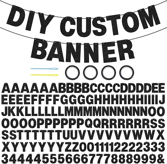 DIY Glitter Letter Banner Kit, A-Z Letters & Numbers, by EWOID