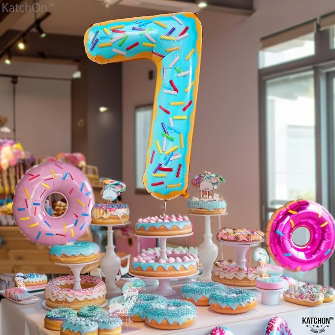 KatchOn Donut Number 7 Balloon 40 Inch, 7 Birthday Balloon | Party Decorations - Image 5