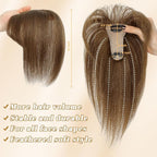 NAYOO Hair Toppers for Women Real Human Hair, 360° Cover Clips in Full Fringe Fake Bangs Hair Pieces for Women Girls Daily Wear(Light Brown)
