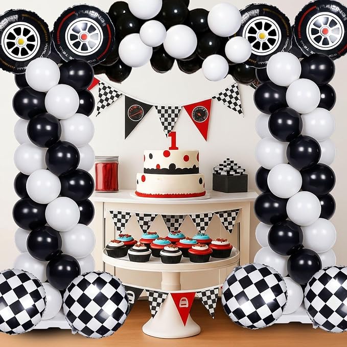 Skylety 2 Sets Race Car Balloon Column Stand Kit Adjustable Race Car Black - Image 4