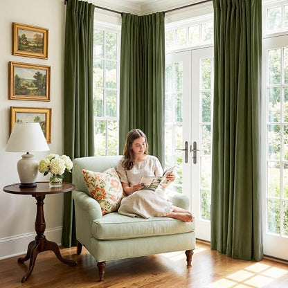 Moss Green Velvet Curtains Back Tab - Image 8
