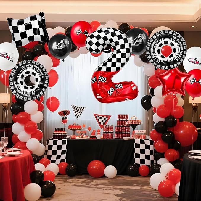 1 pack racing theme 40-inch digital foil balloon, featuring black and white - Image 3