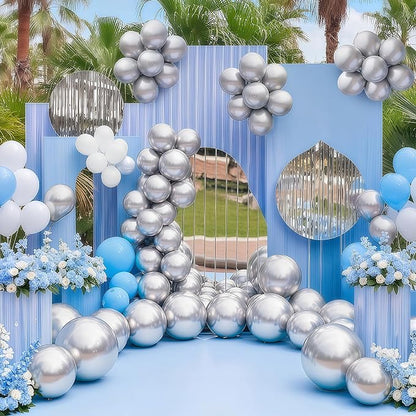 Silver Balloons 100 Pack 12 Inch Shiny Metallic Silver Extra Thick Latex Party - Image 6