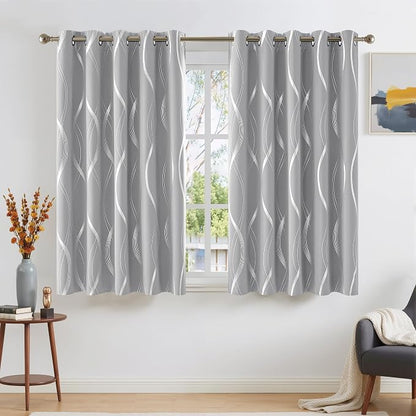 NICETOWN Silver Grey Short Blackout Curtain Panels 54 inch Long by NICETOWN