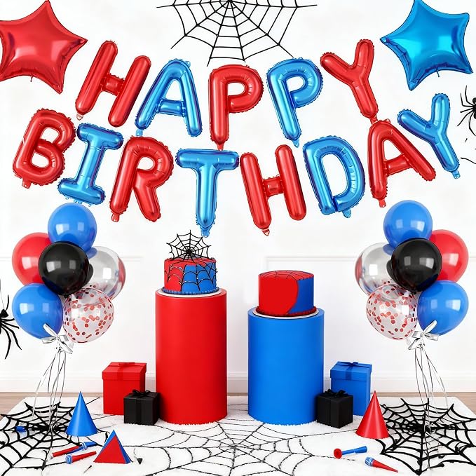 29PC Blue and Red Happy Birthday Balloon Banner, 16Inch 3D Aluminum Letter - Image 7