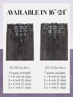 LUVME Clip in Hair Extensions Natural Black Human Hair Extensions Clip ins Silky Straight Hair Extension Real Human 7pcs 135g 28inch