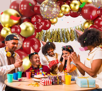 Burgundy Gold Balloons Arch Garland Kit-123Pcs Metallic Confetti Balloons - Image 5