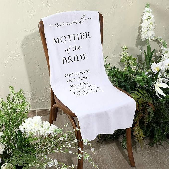 HunnmingRe Mother of the Bride Wedding Memorial Reserved Chair Sign Banner in - Image 8