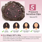 REECHO Hair Topper, Short Wiglet Hair Topper for Women with Thinning Large Coverage Synthetic Top Crown Hairpiece for Women - Dark Chocolate Brown