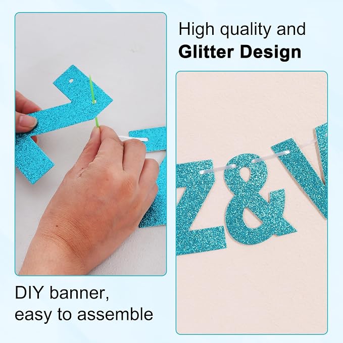 BEISHIDA Glitter Lake Blue 116 PCS A-Z DIY Letter Custom Banner Party Decor | - Image 2