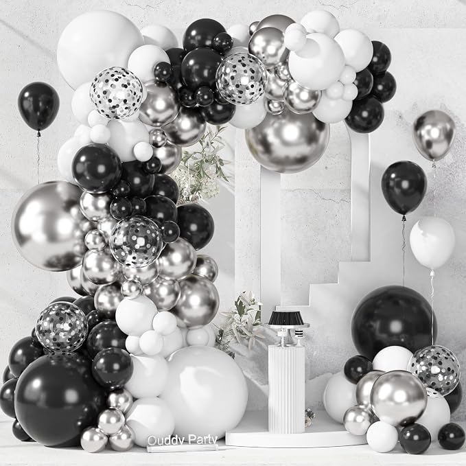 Ouddy Party 149Pcs Black Sliver Balloon Arch Garland Kit 18 12 10 5Inch | by OuddyParty