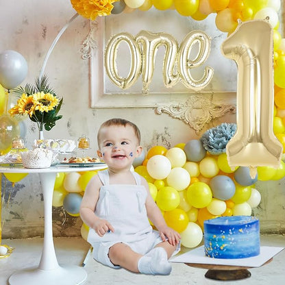 2 Pcs One Balloon Set, 40 Inch Number 1 Balloon and 41 Inch Script Letter One - Image 4