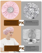 YIZIJIZI 2 Pieces Heat Cap for Deep Conditioning, Conditioning Cap Made of Aluminum Foil for Home and Salon Use, Hair Dyeing（pink）