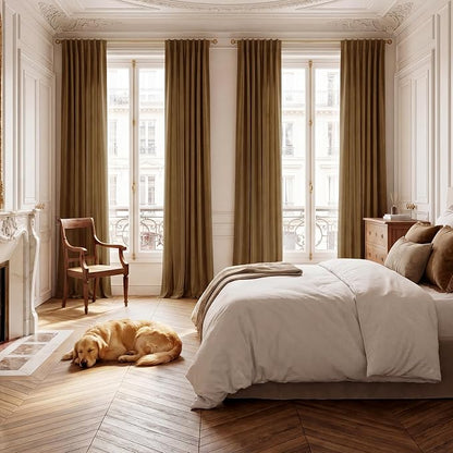 Gold Brown Velvet Curtains for Living Room Boho, W52 x L63, 2 Panels | 300GSM - Image 8