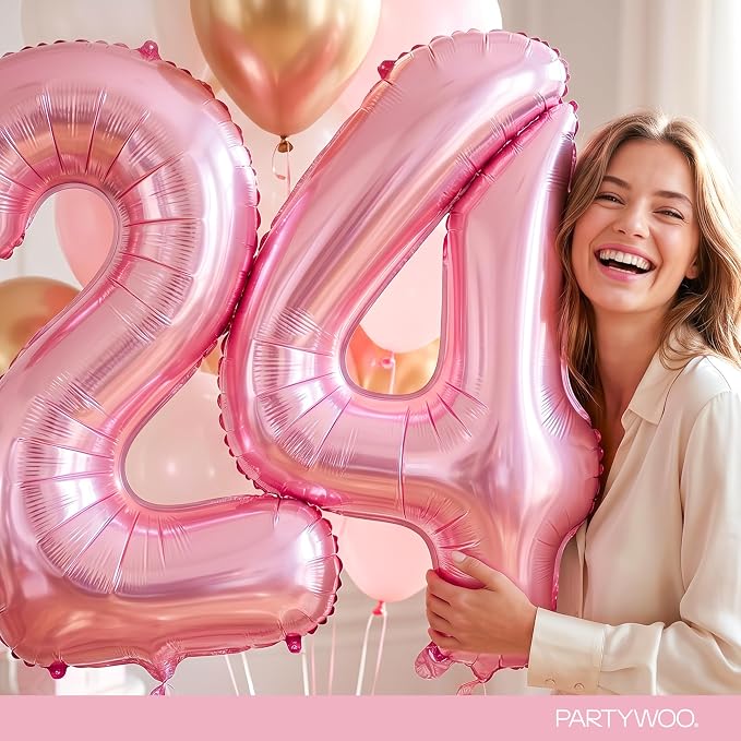 PartyWoo Number Balloons 40 Inch Pink Number 4 Kit 25pcs - Image 8