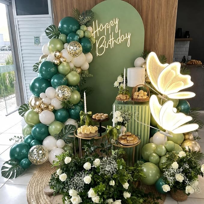 Dark Green and Gold Balloons Arch Kit - Image 2