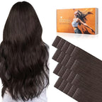 DOORES Invisi Edge Tape in Human Hair Extensions, Light Dark Brown 10 Injection Tape-ins with 10 Injection Tape-ins 50g 20 Inch, Injected Tape in Extensions Straight Thick Ends