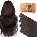 DOORES Invisi Edge Human Hair Tape in Extensions, Light Dark Brown 10 Injection Tape-ins with 10 Injection Tape-ins 50g 14 Inch, Injected Tape in Extensions Virgin Hair Thick Ends