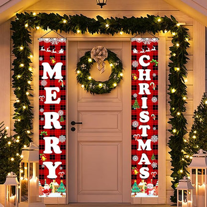 Christmas Decorations Outdoor Indoor Yard Front Porch, Merry Christmas Banner by OLANRUN