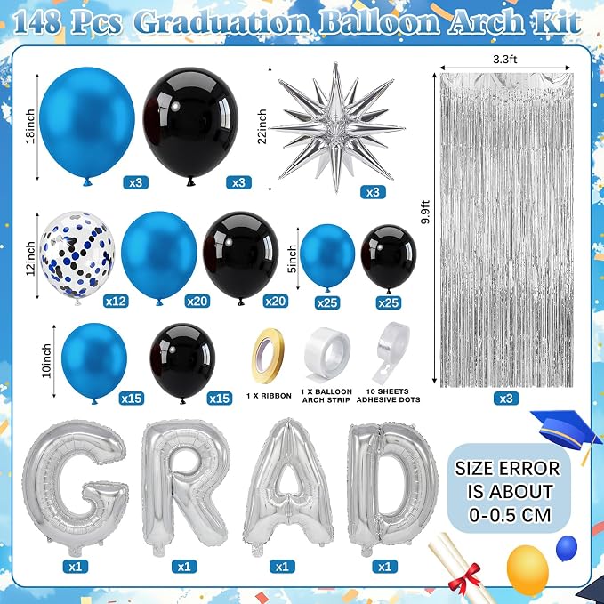 Capoda 148 Pcs Blue Silver Balloon Garland Arch Kit - Image 2