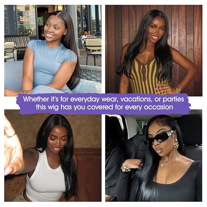 Lemoda Full 13x6 SKINLIKE Real HD Lace Frontal Wigs 15A Brazilian Straight Virgin Human Hair Lace Frontal Wigs 200% Invisible 0.1mm Ultra-thin Frayed Ends Lace Front Wig Pre Plucked Tiny Knots 24Inch